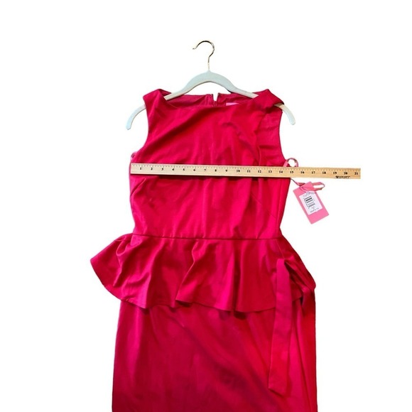 Isaak Mizrahi Peplum Dress Women's 8 Red Lined Polyester Boat Neck Sleeveless - Picture 5 of 7